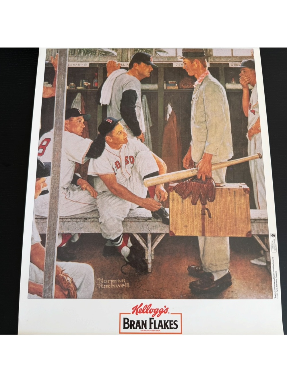 Vintage 1991 Kelloggs Bran Flakes Promotional Poster Norman Rockwell The Rookie